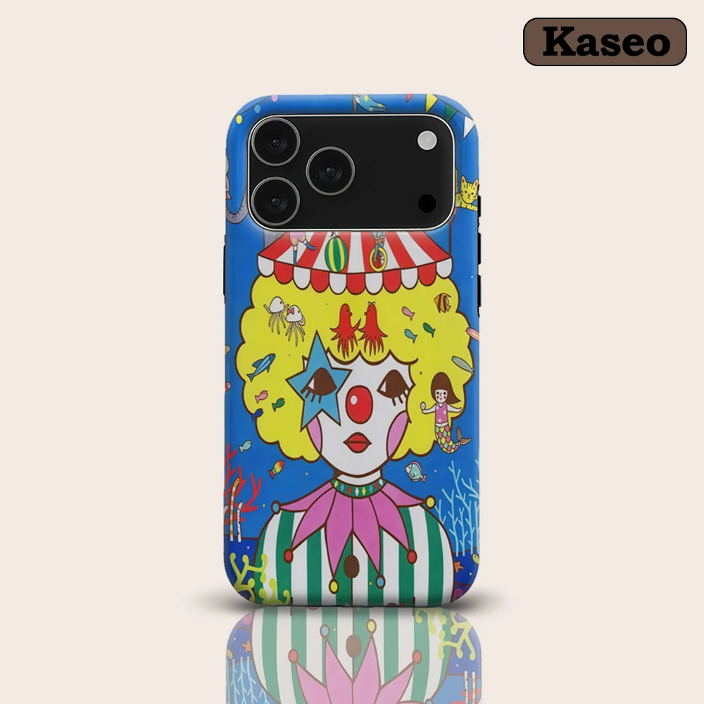Ocean Circus Clown Fantasy-Kunst für magnetische Handyhülle für iPhone 17 16 15 14 13 Pro Max Plus – Robuste Einzel- und Doppelschicht-Hülle