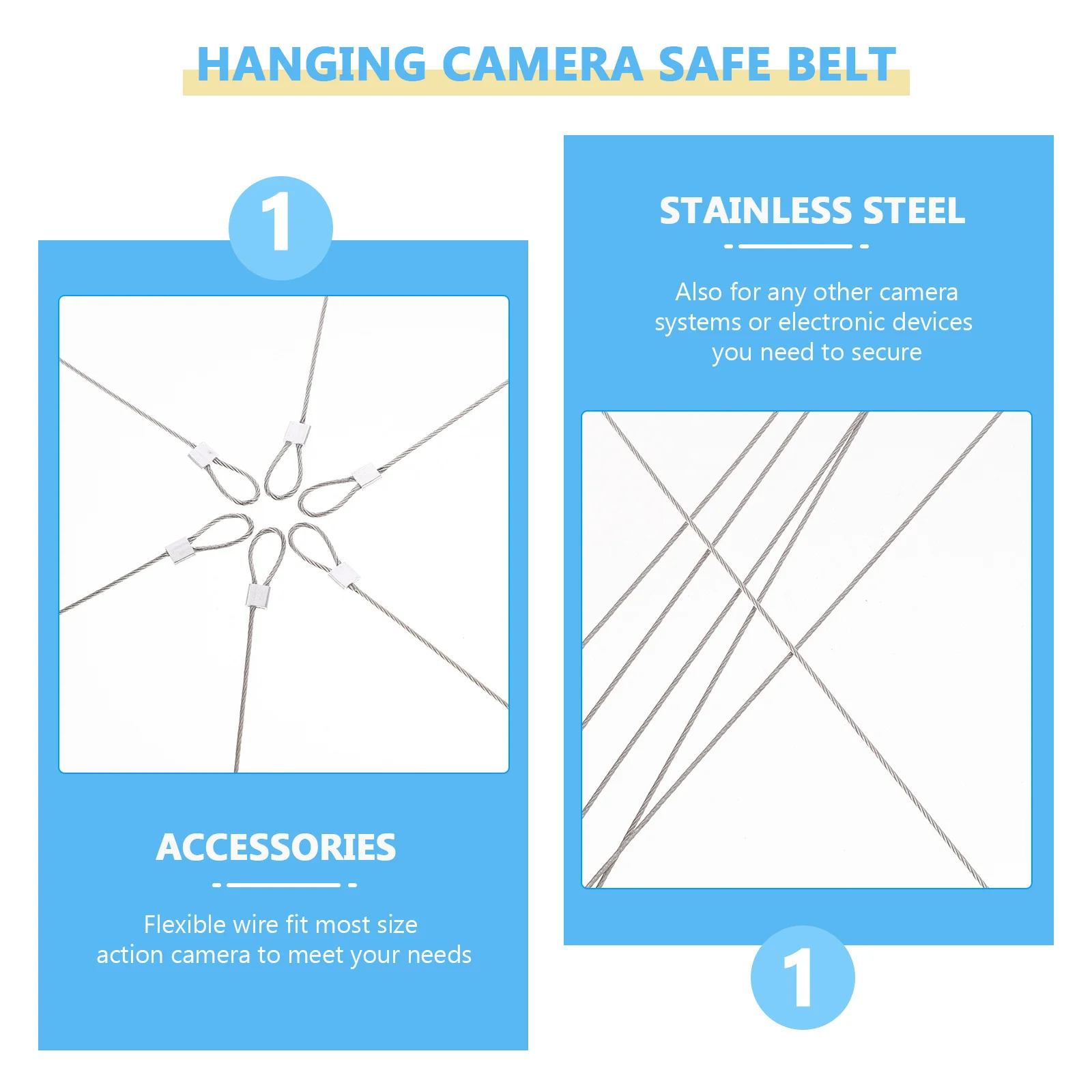 

6Pcs Steel Wire Camera Lanyards Durable Flexible Hang Safe Belt for Action Camera Accessories Padlocks Luggage Carabiner