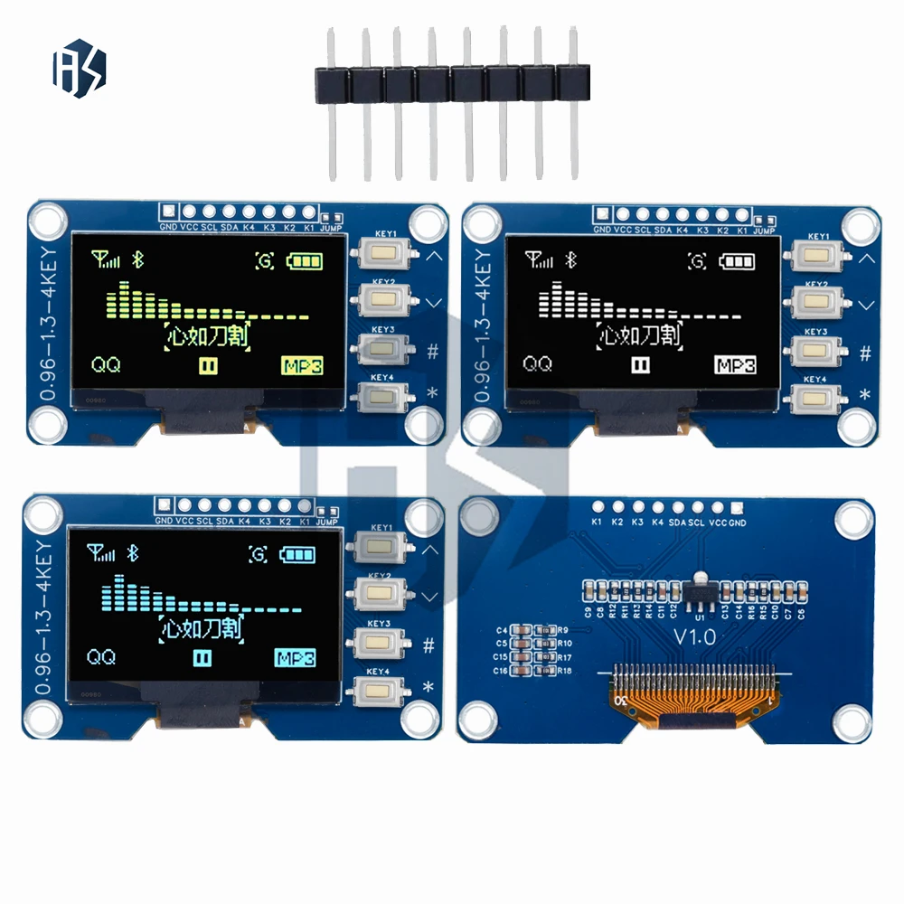 1.3 Inch OLED Display with 4x4 Keyboard: SSD1106 16P Button Module (White/Yellow/Blue) for Arduino