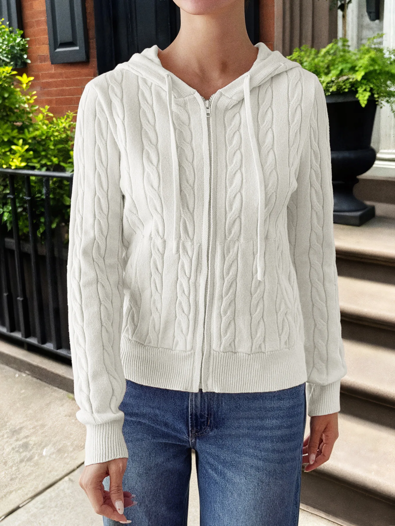 

New Autumn/Winter Fashion Casual Long Sleeve Zipper Knitting Solid Color Slim Fit Hooded Sweater,5 Colors