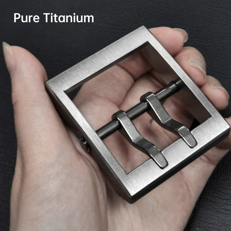 45mm Pure Titanium Double-Pin Belt Buckle, Waist Belt Head, Men Thickened Titanium Metal Rust-Resistant Anti-Allergy Belt Buckle