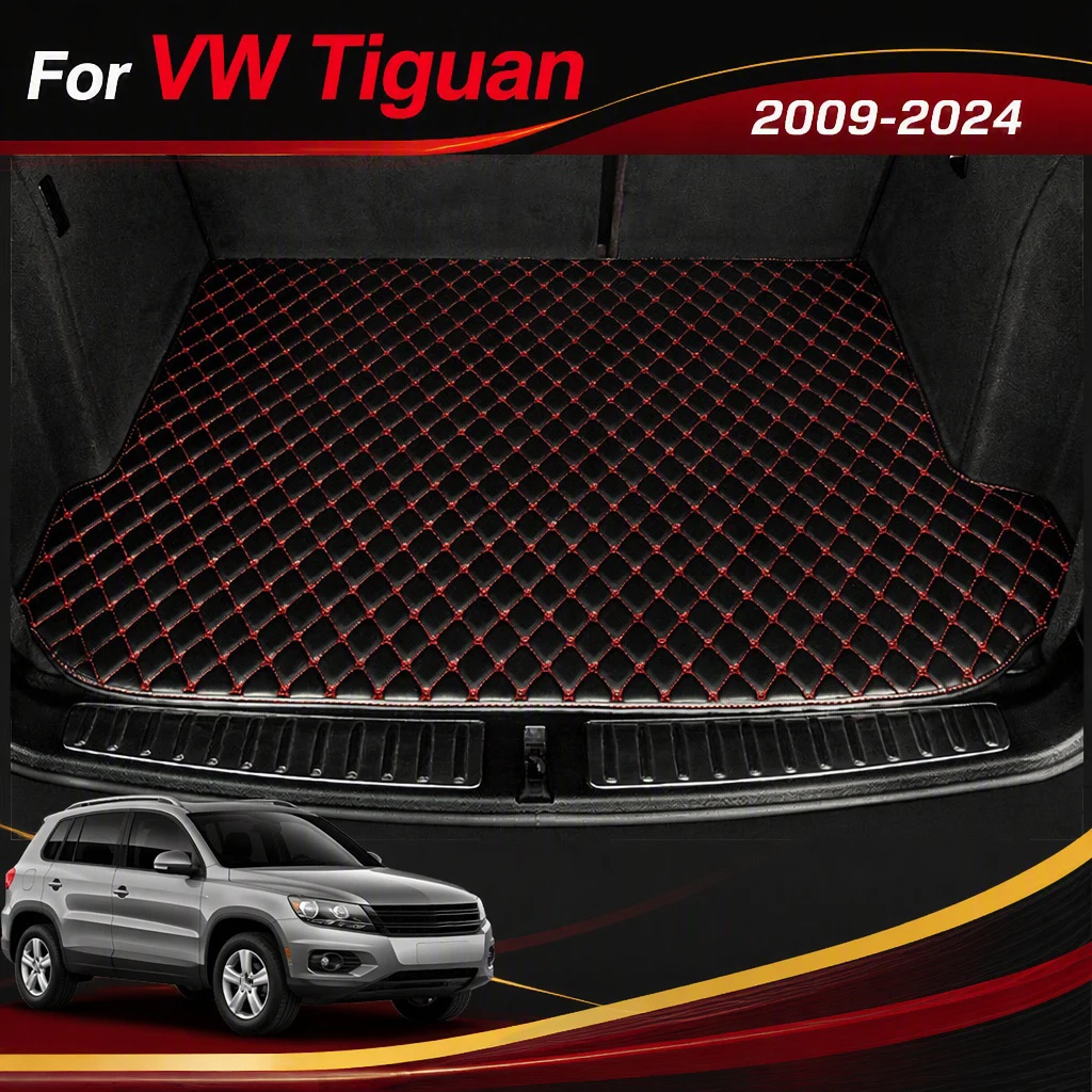 Leather Car Trunk Mat For VW Tiguan 2009-2024 Trunk Cargo Liner Storage Carpet Car Interior Accessories Decor