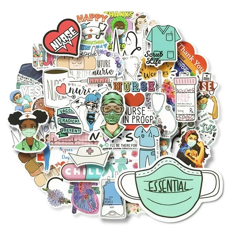 50Pcs/set Doctor Nurse TV Show Scrapbooking Stickers Decal for For Guitar Laptop Luggage Car Fridge Graffiti Sticker