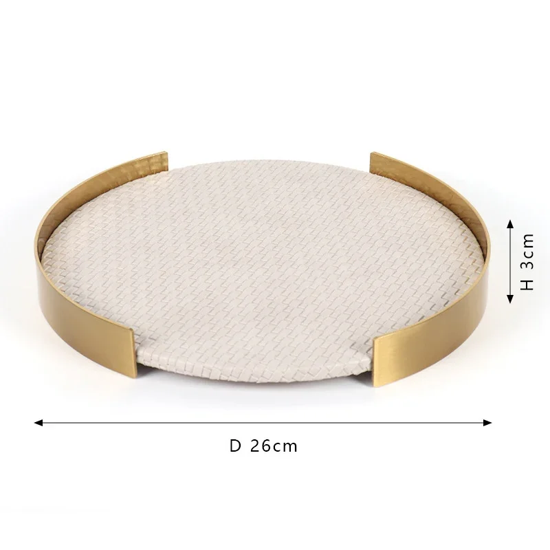 PU Leather Storage Tray Round Jewelry Display Plate Entrance Key  Perfume Cosmetic Organizer Home Living Decor  tray