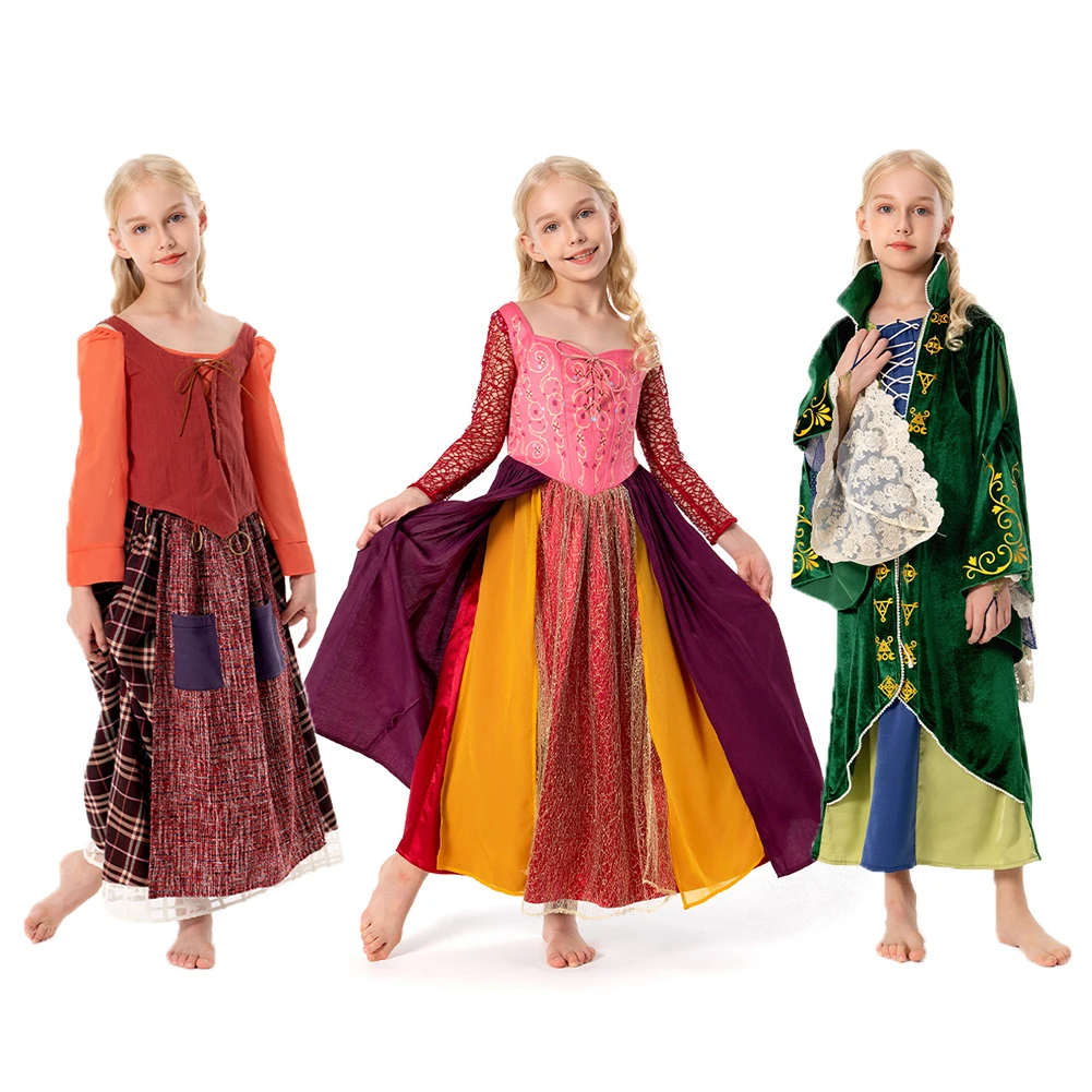 

Kids Children Sarah/Mary/Winifred Sanderson Cosplay Costume Dress Outfits Halloween Carnival Suit