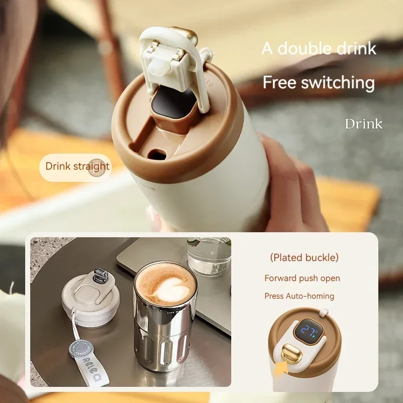 450ML Stainless Steel Insulated Cup Display Temperature Coffee Cup Intelligent Car Mounted Water Cup Gift