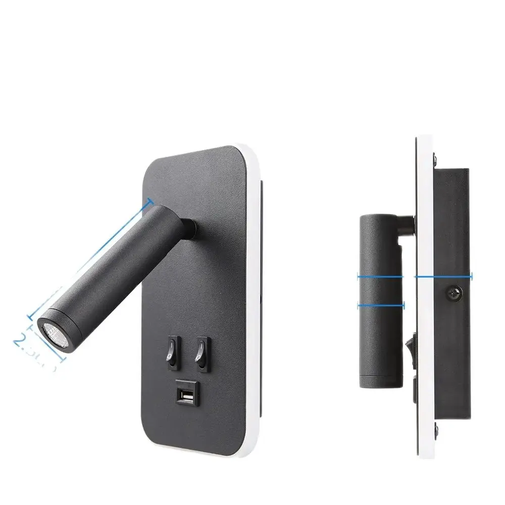 Wandleuchte mit aufladbarem USB-Anschluss, Nachttisch-LED-Wandleuchten für Lesen, Schlafzimmer, drehbarer Kopf, Wandleuchte für Wohnzimmer, Heimdekoration