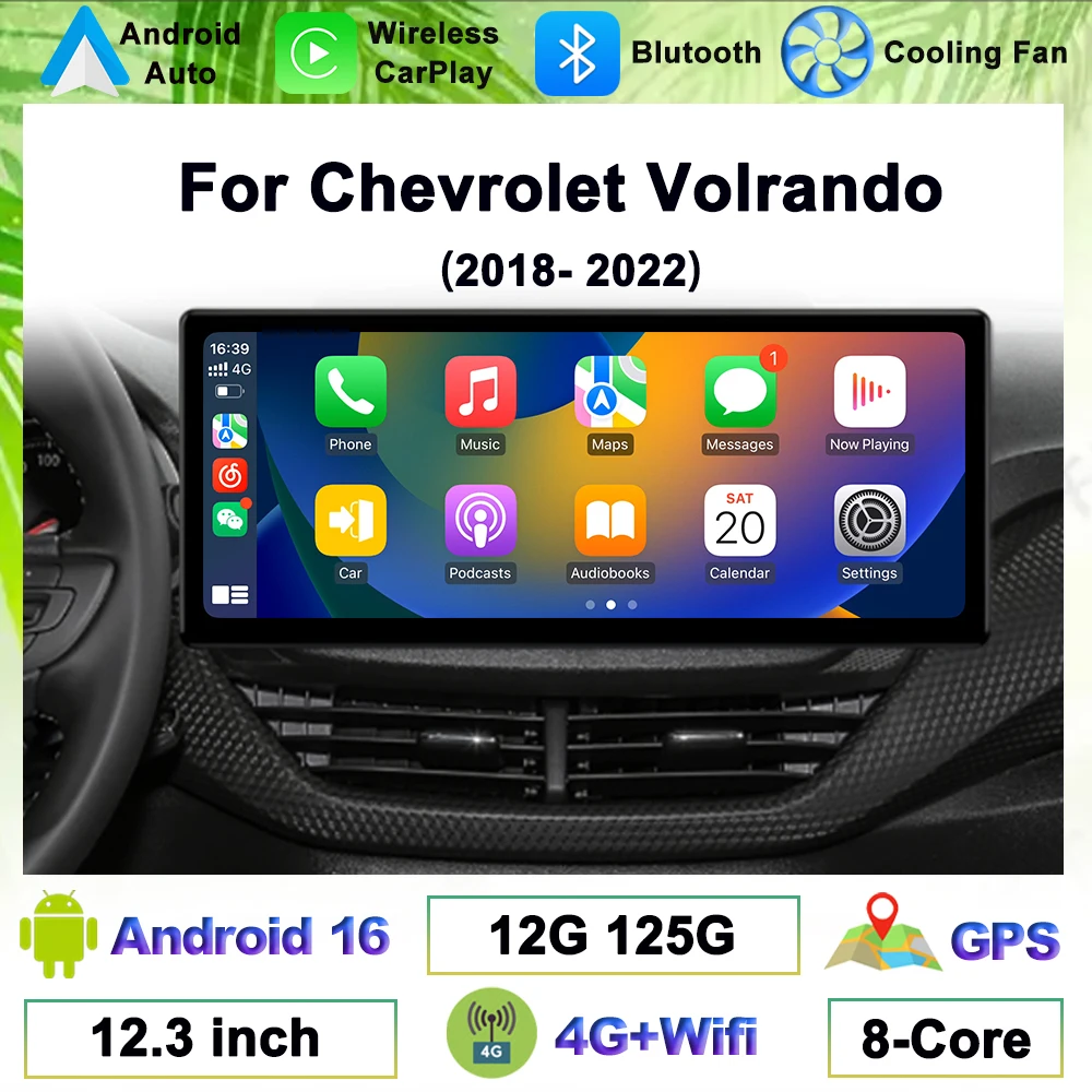 12.3inch Android 16 For Chevrolet Cavalier 2020-2022 Wireless Carplay Multimedia Video Player QLED 2400*900P GPS Navi 4G WIFI