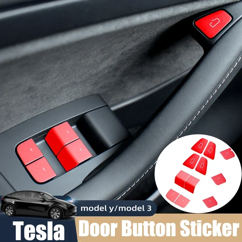 For Tesla Model 3 Model Y 2019-2022 Door Lifter Button Protection Sticker Decorative Sticker Car Modified Interior Accessories