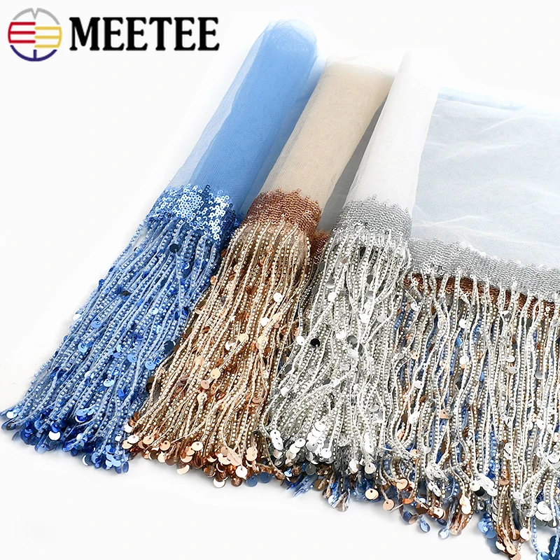 

1-4 метра (1 рулон = 4 м) 20 см бахрома с пайетками, бисерная кружевная тесьма для латинских платьев, декора одежды, аксессуары для рукоделия