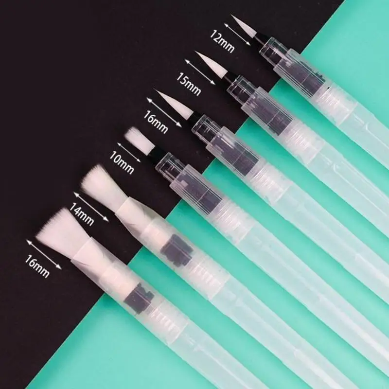 

Y5LB 6Pcs Water Brush Pen Flat Tip Point Tip, for Gouache Watercolour Art Painting