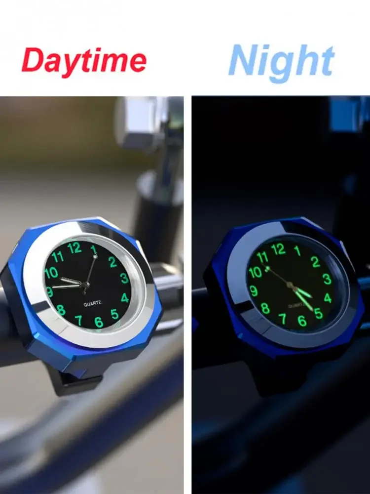 AliExpress NONE Aluminum Luminous Quartz Watch 22-28mm Motorcycle Scooter Bicycle Handlebar Mount Clock Time Display Clock Moto Accessories