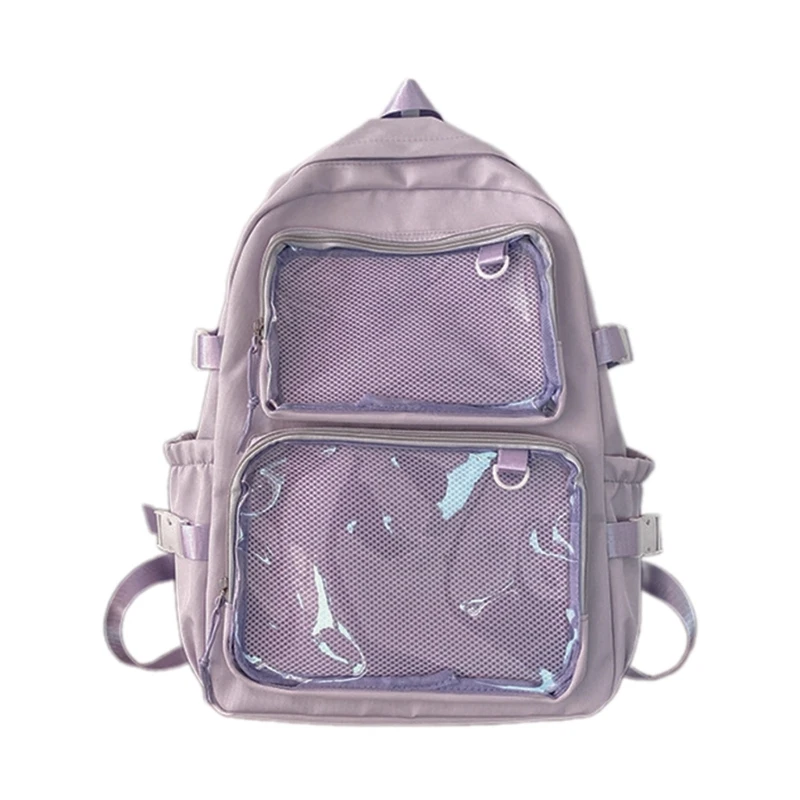 E74B Japanese Styles Backpack for Girl Itabag Backpack with Clear Window Student School Backpack Large Capacity Backpack