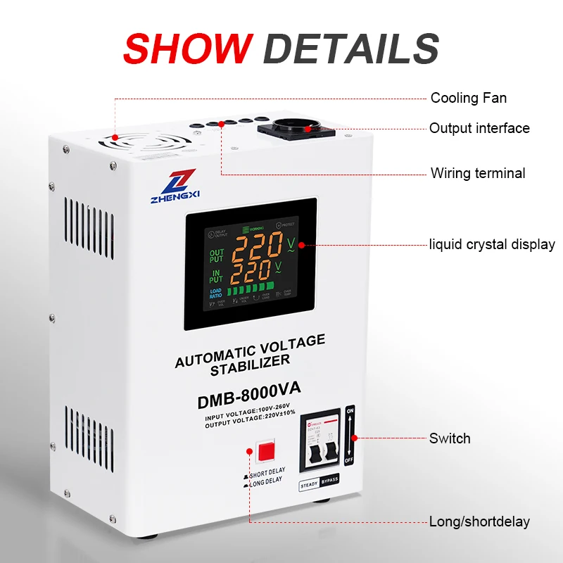 DMB Home AVR 220V AC Automatische spanningsregelaars/stabilisatoren 1kva 2kva 3kva 5kva 8kva 10kva Wandmontage voor SVC Gebruik