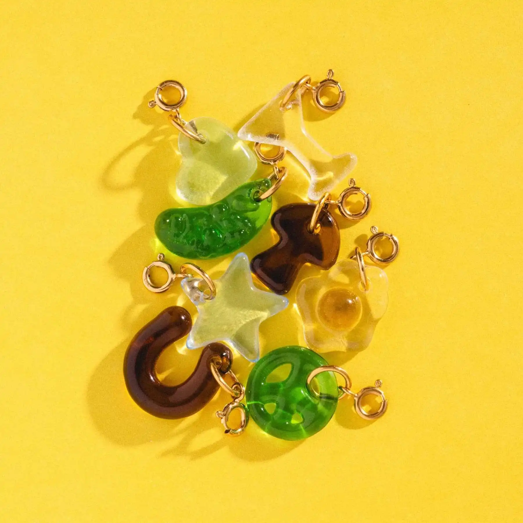 5Pcs Resin Charms Star Fried Egg Mushroom Biscuit Pendants Cute Transparent DIY Necklace Bracelet Jewelry Making Accessories