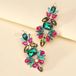Multicolor Shiny Glass Charm Bride Wedding Party Pendant Jewelry Trend Luxury Design Unusual Glamorous Dangle Earrings For Women