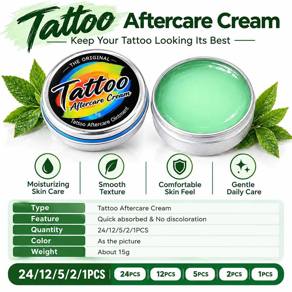24/12/5/2/1pcs Tattoo Aftercare Cream Moisturizing Balm Hydrating Skin Care for Tattooed Skin Studio & Daily Care