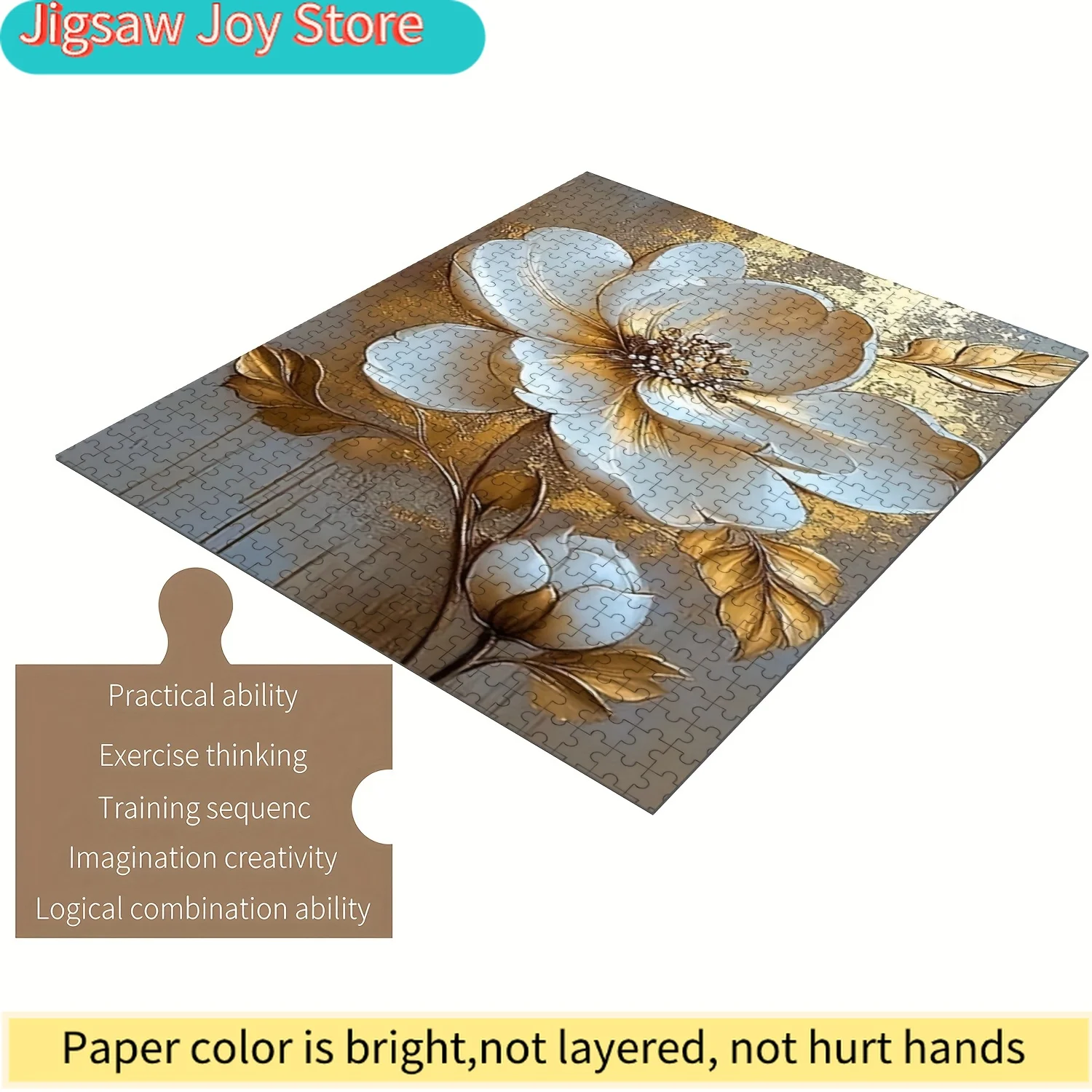 

Элегантный деревянный пазл с белыми цветами для всей семьи - сложная и развивающая головоломка, улучшающая когнитивные навыки.