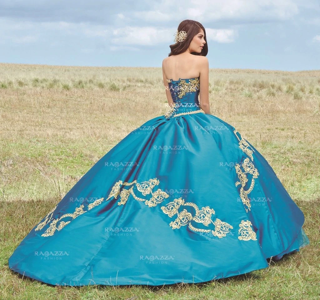 Teal charro quinceanera vestidos de baile querida tule apliques pérolas mexicano doce 16 vestidos 15 anos