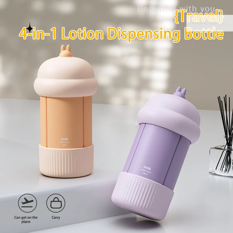 

Portable Refillable Bottles Travel Accessories 4 In 1 Liquid Dispenser Bottle Leakproof Lightweight Lotion Packing Container