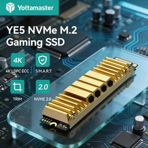 Yottamaster YE5 M.2 PCIE4.0 NVMe M.2 SSD With Heatsink 2TB 1TB Internal Solid State Drive SSD Cooling Base for PS5 Upgrade Game