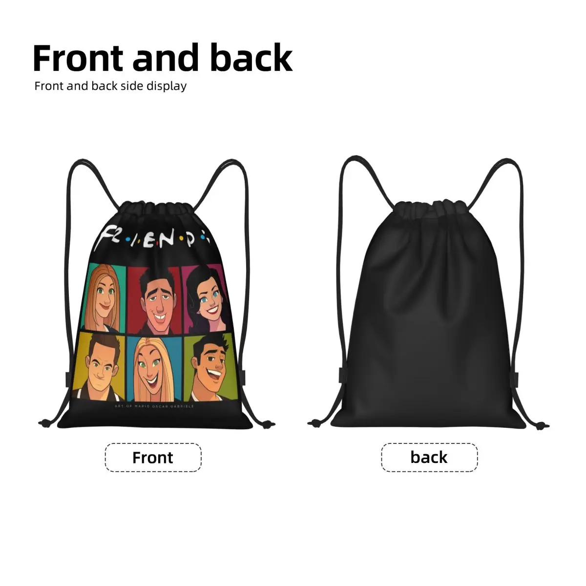 사용자 정의 만화 Aime 친구 Drawstring 배낭 여성 남성 체육관 스포츠 Sackpack 휴대용 TV 쇼 쇼핑 가방 sack