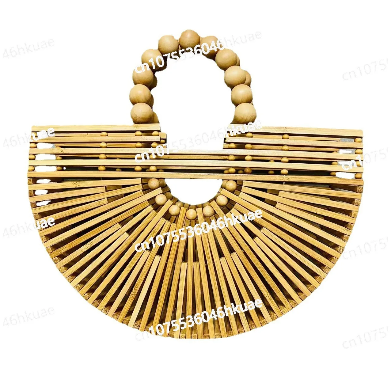 

Bamboo handwoven women's handbag wooden beads beaded hollow woven bag leisure vacation beach bag