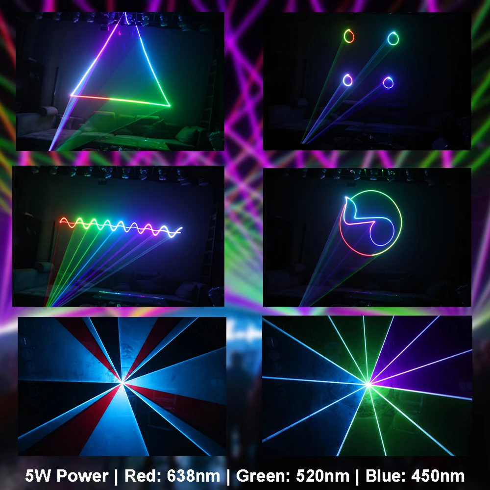 4W RGB Laser Stage Light DMX512 Bluetooth APP Control Sound Auto DJ Party Light Show for Club DJ Disco Bar Home Events Lighting
