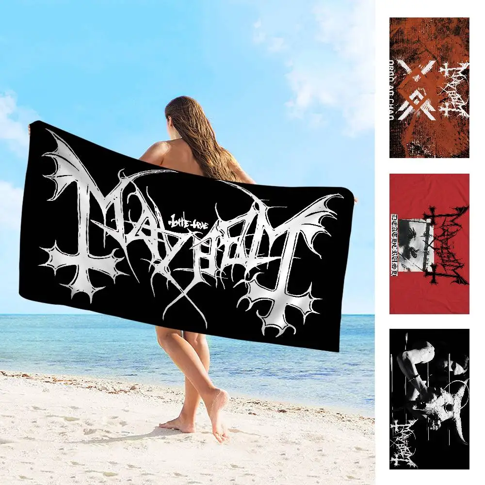 Mayhem Death Rock Band Bath Towel Microfiber Soft Water Absorbing Breathable For Girl Kids Decorative Cartoon Beach Towel