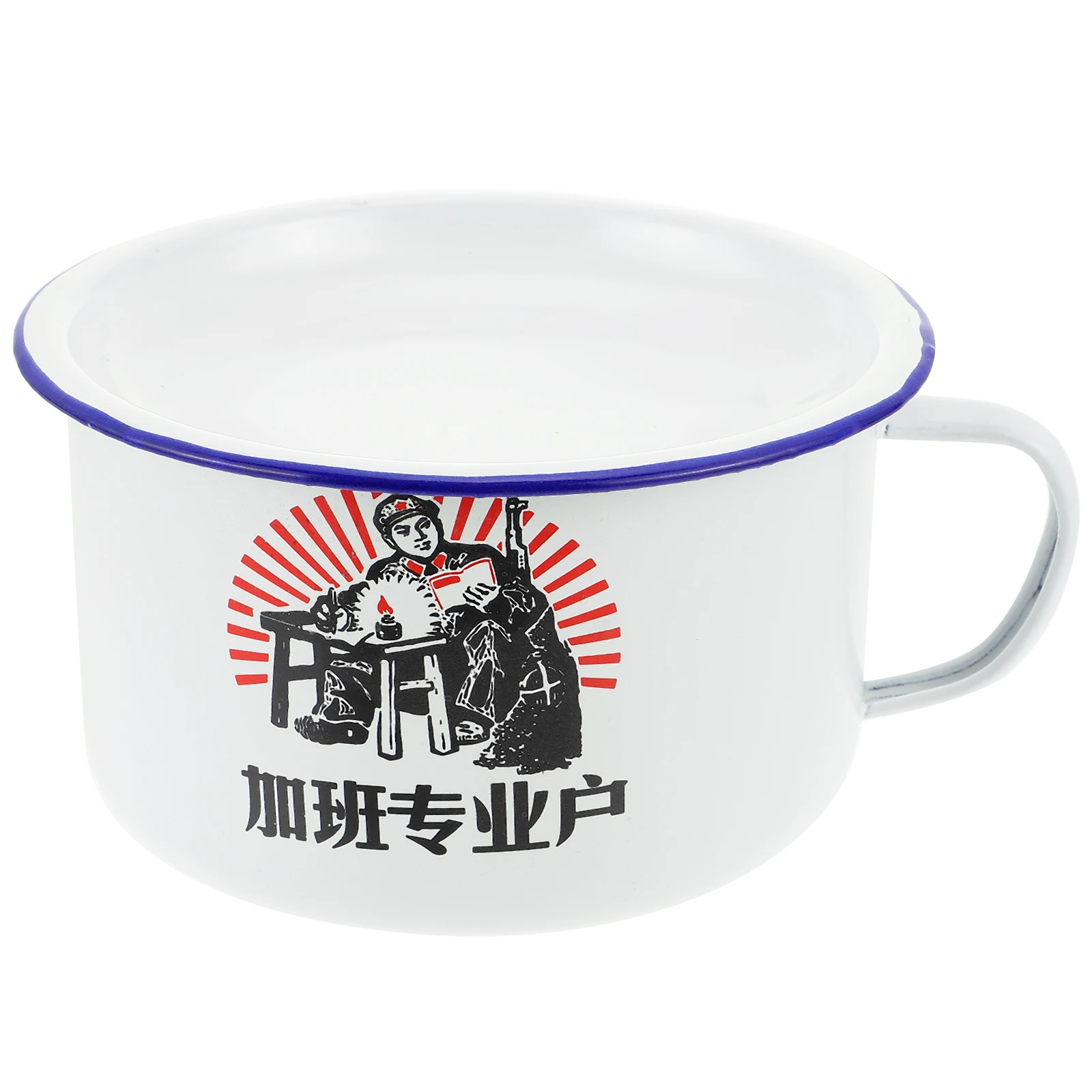 

Enamelware Bowls Style Food Bowl Large Enamel Soup Bowl Capacity Soup Fruit Tray Metal H Dinnerware Student Lunch Box