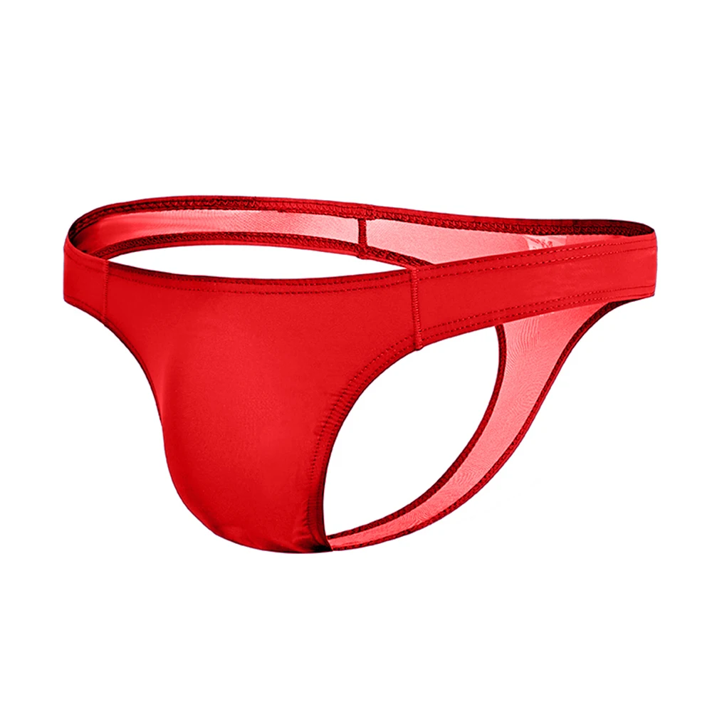 남성용 섹시 브리프 T-백 단색 속옷, U 볼록 대형 가방, 싱글 티팬티 통기성 바디콘 삼각형 짧은 트렁크