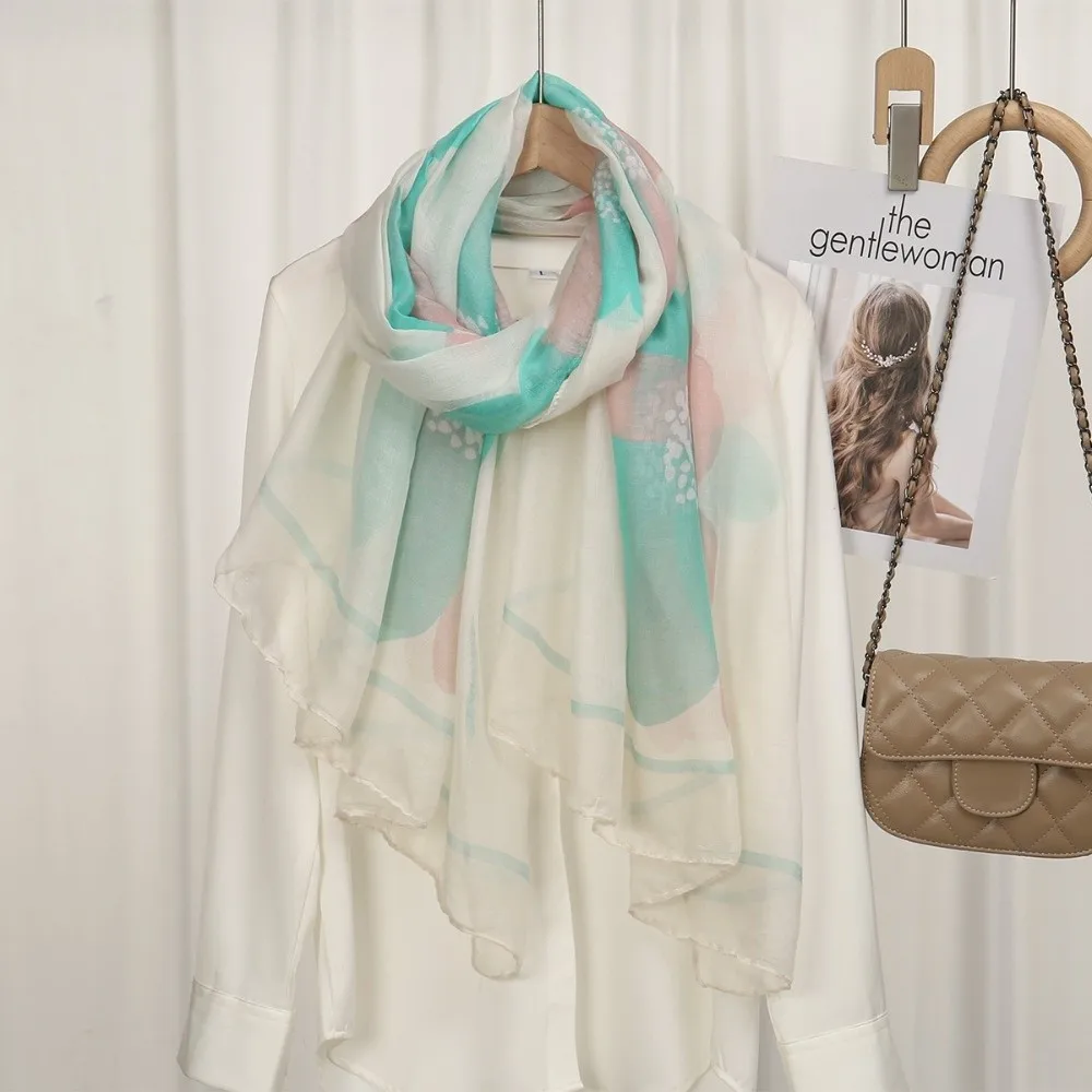 

Легкие акварельные шали-хиджабы с принтом, мягкие дышащие платки для головы, исламские головные уборы