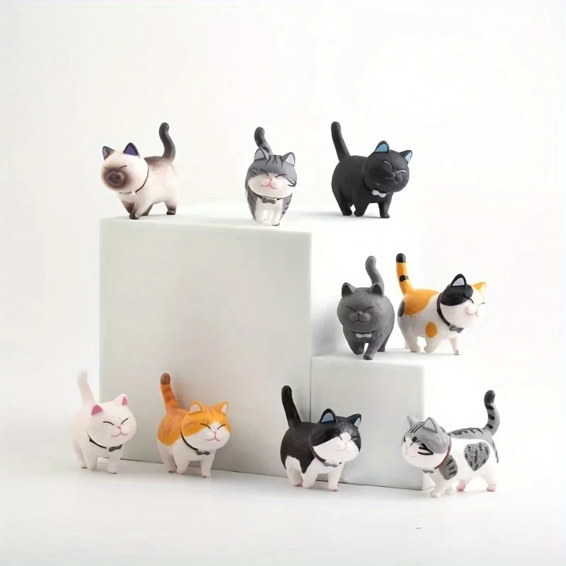 Mini-Landschafts-Katzenornamente, Miniatur-Kätzchen-Statuen, Realistische Katzenfiguren für Puppenhäuser, DIY Mikro-Landschafts-Katzenskulptur
