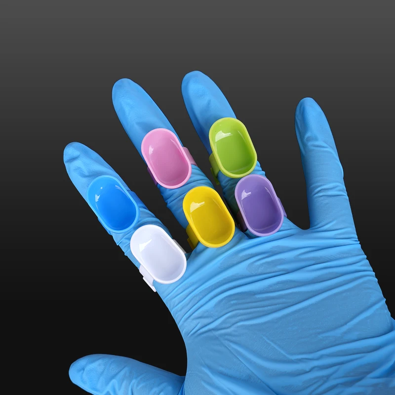 

50pcs Dental Mixing Silicone Finger Ring Bowl Cup Plastic Holder Handy Tool for Prophy Paste Random Color Dappen Dish