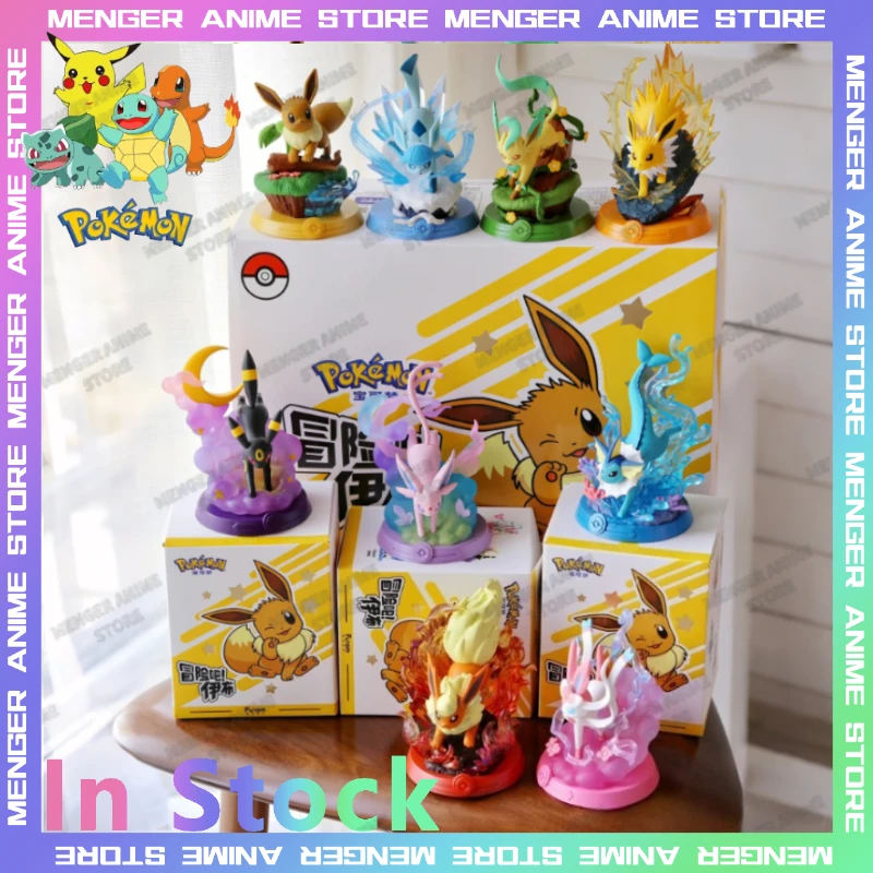 

Original Pokemon Eevee Family Set Adventure Blind Box Cute Collectible Anime Figures Desktop Car Decor Doll Merchandise Gift Toy