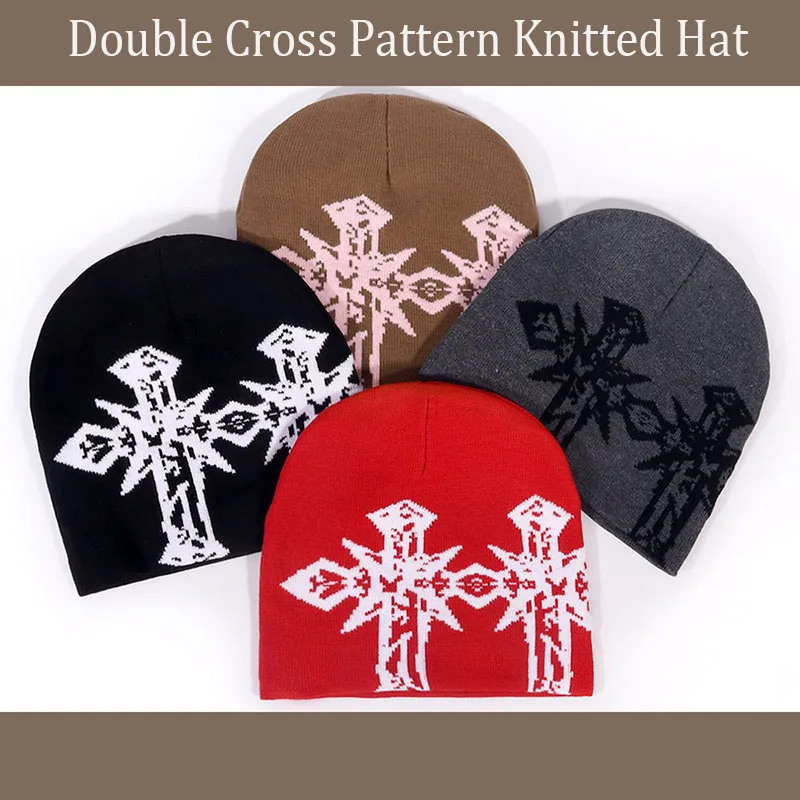 Personal European Style Pattern Wool Knitted Hats Autumn and Winter New Niche Warm Hip Hop Versatile Skate Fashion ins Beanies