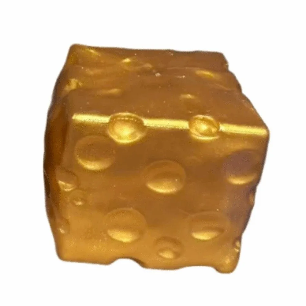 Creative 11cm Cheese Squeezed Cube Realistic Super Soft Slow Rebound Fidget Comfortable Gold Cheese Stress Ball for Adults