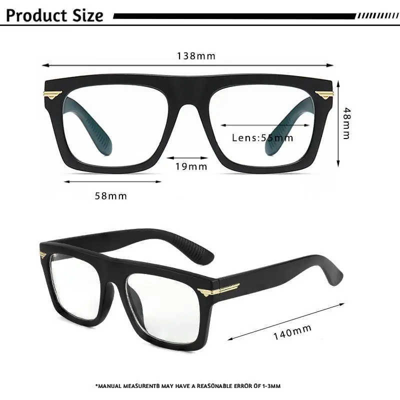 CATERSIDE Männer Anti Blaues Licht Gläser für Platz TR90 Rahmen Ultraleicht Retro Plain Gläser Trendy Myopie Computer Brillen Rahmen – Detail 4