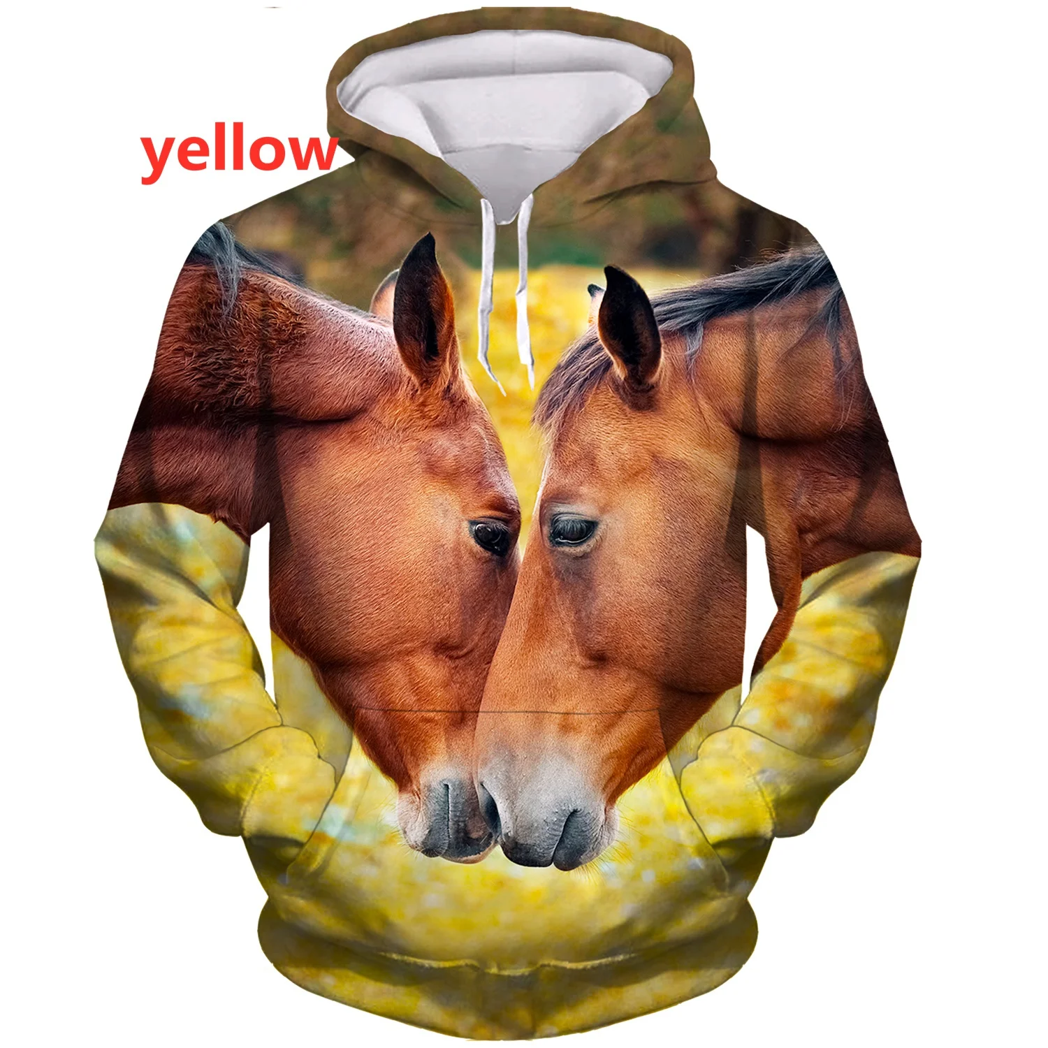 Sudaderas con capucha con estampado 3D de caballo para hombres y mujeres, suéteres casuales, ropa de calle de dibujos animados, Sudaderas con