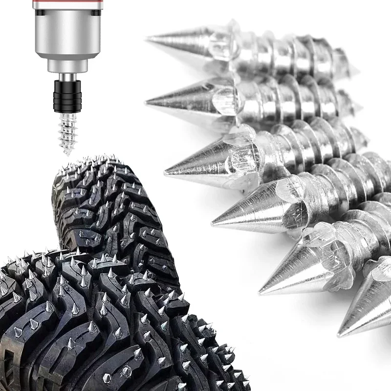 10 Pcs Alloy Tire Studs Anti-Slip Snow Nails for Car Off-road Motorcycle Bike Tyre Sole Cleats Winter Anti-ice Spikes