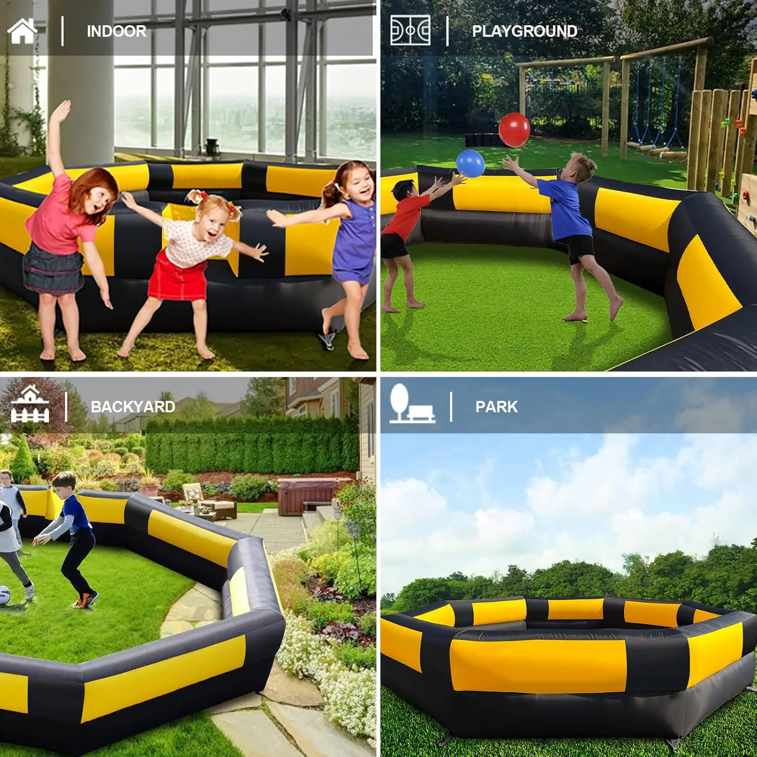 Inflatable Gaga Ball Pit with Blower, Portable Gagaball Court Gaga Pit for Outdoor School Family Party Inflatable Sport Game