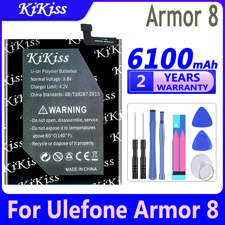 

KiKiss Powerful Battery for Ulefone Armor 8, Mobile Phone Replacement Battery, 6100mAh