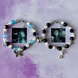 Corpse bride inspired matching bracelets Y2K Jewelry HandmadeTo give to the best friend and couple