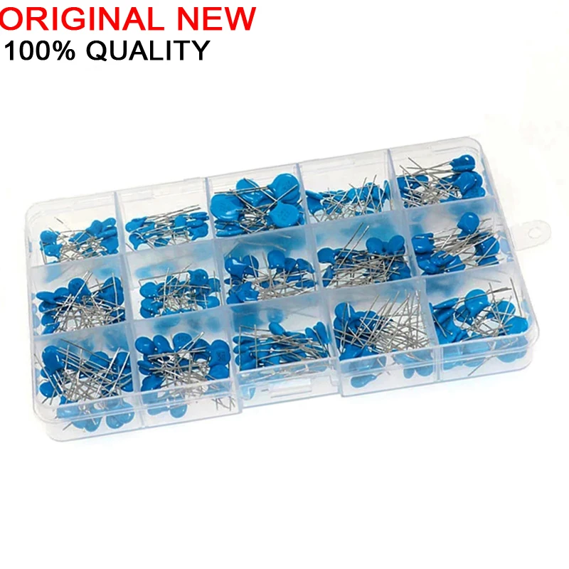 15Values*20PCS Capacitor Set 1nF 2.2nF 10nF 22nF 0.47nF 0.56nF-10nF High Voltage Ceramic Capacitors Assortment Assorted Kit Box 