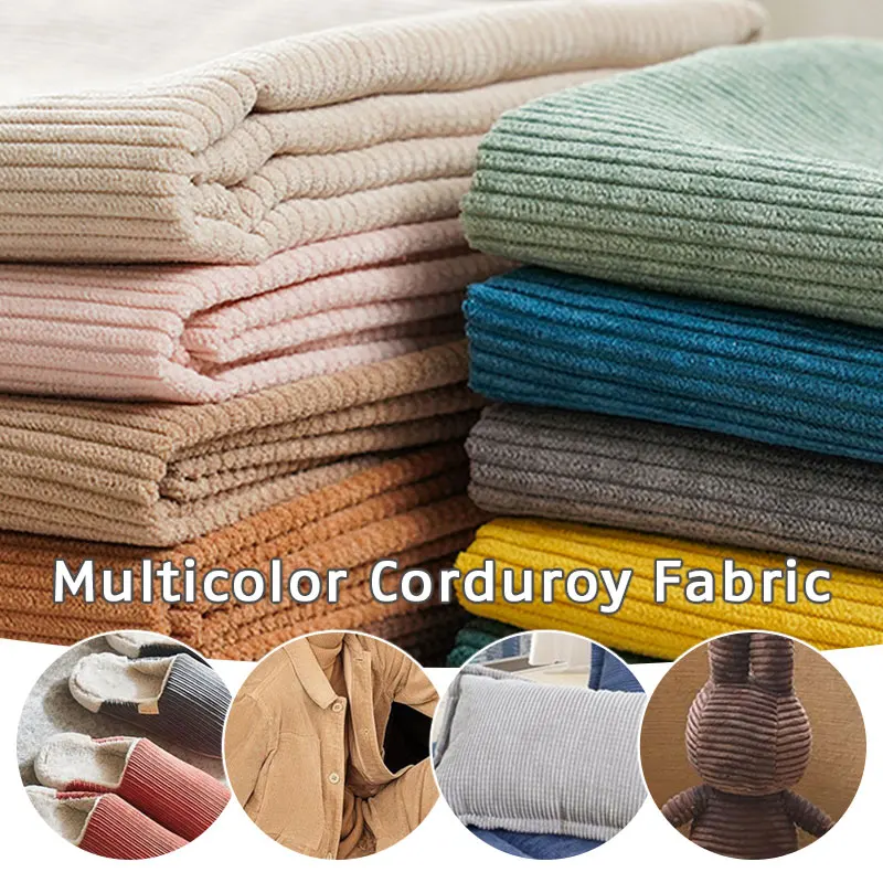 Rib Veludo Tecido para Costura Camisas, Hoodie Vestuário, Veludo Acolchoado, Jaquetas Calças, Veludo Tecidos por Meio Metro, Cor Sólida