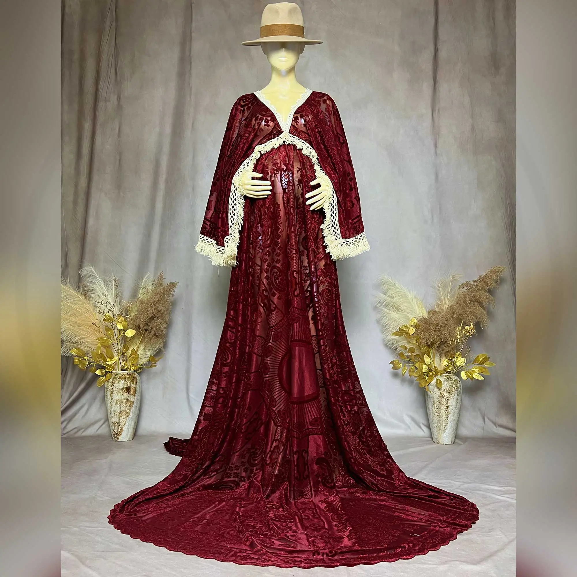 Don&Judy Christmas Maternity Clothes for Photo Shoots Velvet Pregnancy Robe Maxi Gown For Pregnant Women Winter Evening Dress