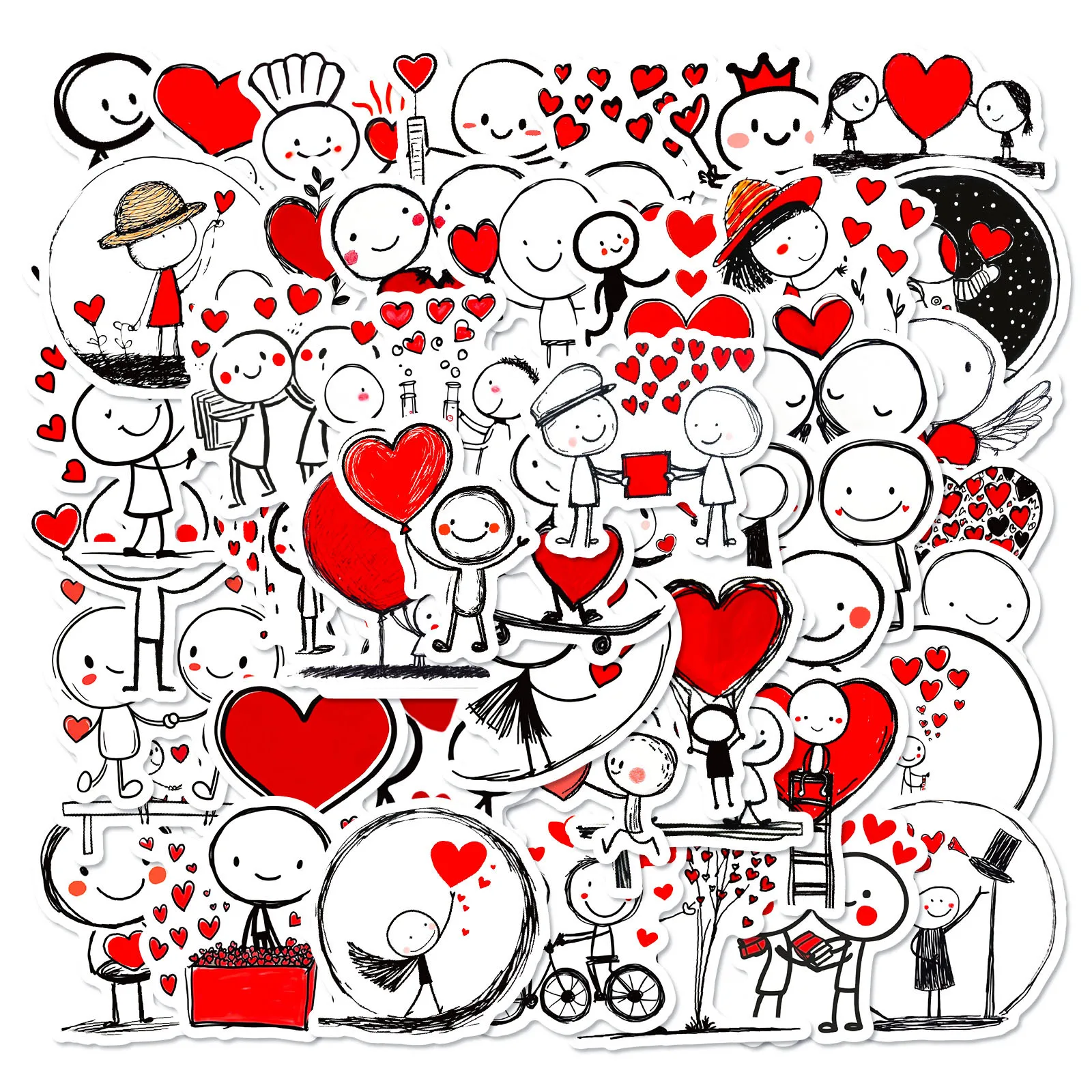 50/100PCS Rot Liebe Figur Aufkleber Nette Heilung Diy Aufkleber Handy Hand Konto Computer Notebook Schreibwaren Gepäck Aufkleber