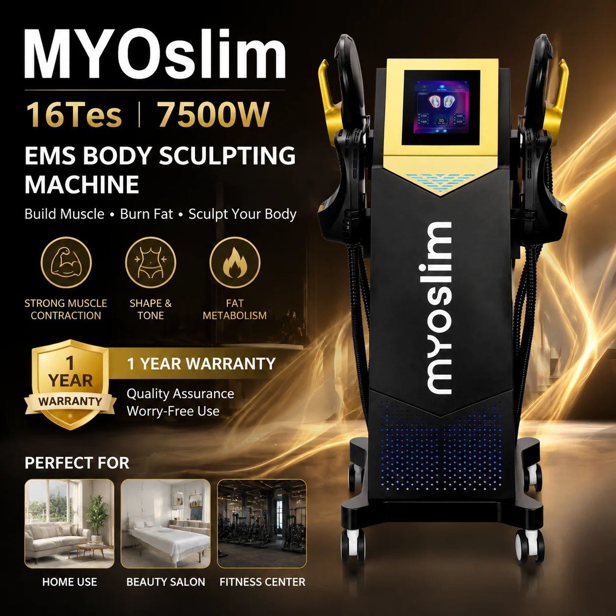 MYOslim EMS Body Sculpting Machine HI-EMT Electromagnetic Muscle Stimulator Portable Body Contouring Device for Salon Fitness