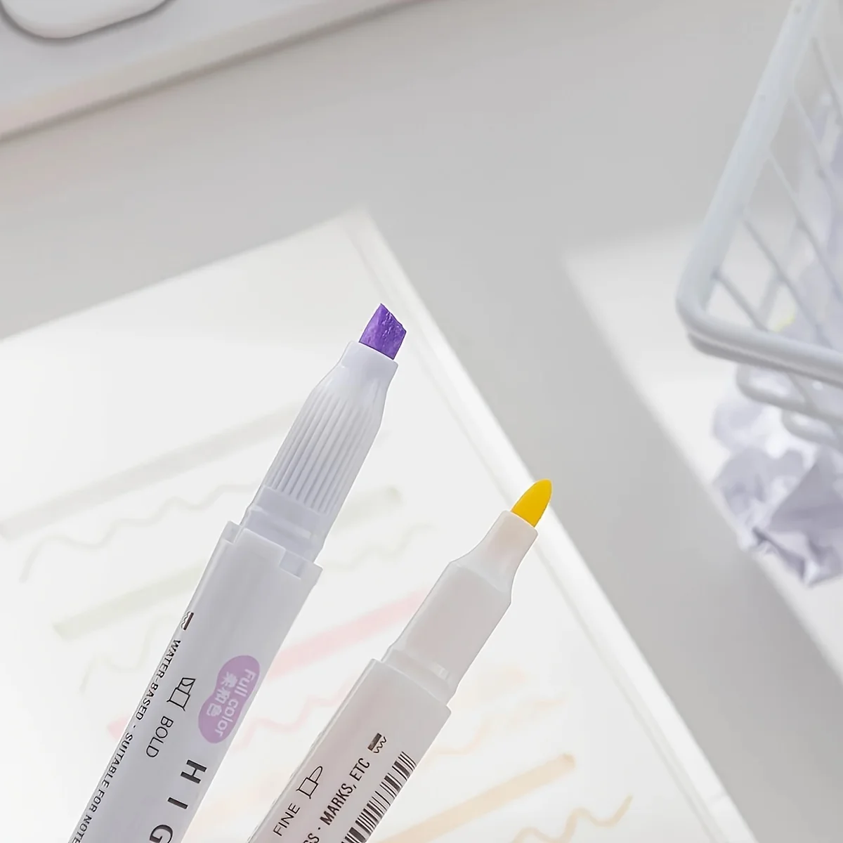 مجموعة هايلايتر ذات طرف مزدوج مع أطراف رفيعة وعريضة - هايلايتر مزدوجة الأطراف عالية الجودة وغير سامة، مثالية للطلاب والفنانين #4