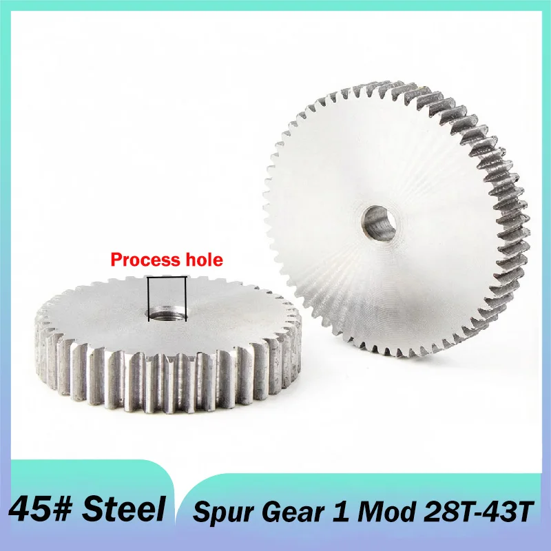 1 Mod Spur Gear 28/29/30/31/32/33/34/35/36/37/38/39/10/41/42/43 Teeth Metal Motor Pinion Transmission Gear Cylindrical Flat Gear